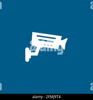 Security Camera Icon On Blue Background. Blue Flat Style Vector Illustration. Stock Vector