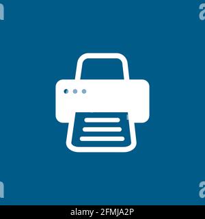 Printer Icon On Blue Background. Blue Flat Style Vector Illustration. Stock Vector
