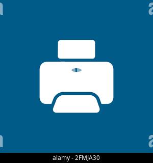 Printer Icon On Blue Background. Blue Flat Style Vector Illustration. Stock Vector
