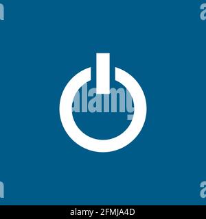 Power Icon On Blue Background. Blue Flat Style Vector Illustration. Stock Vector