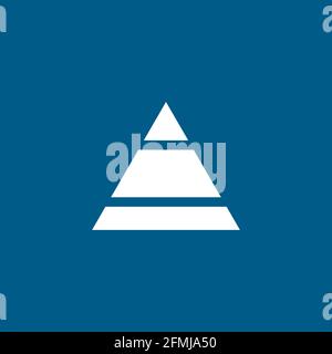 Pyramid Icon On Blue Background. Blue Flat Style Vector Illustration. Stock Vector