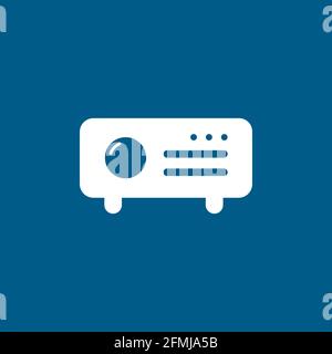 Projector Icon On Blue Background. Blue Flat Style Vector Illustration. Stock Vector