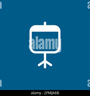 Projector Screen Icon On Blue Background. Blue Flat Style Vector Illustration. Stock Vector