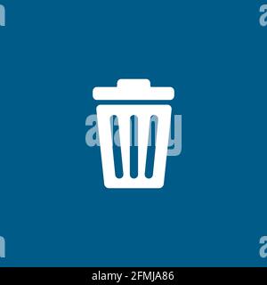 Recycle Bin Icon On Blue Background. Blue Flat Style Vector Illustration. Stock Vector