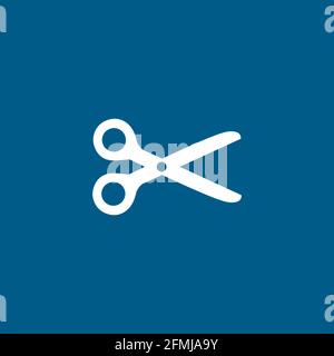 Scissor Icon On Blue Background. Blue Flat Style Vector Illustration. Stock Vector