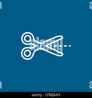 Scissor Line Icon On Blue Background. Blue Flat Style Vector Illustration. Stock Vector