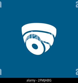 Security Camera Dome Icon On Blue Background. Blue Flat Style Vector Illustration. Stock Vector