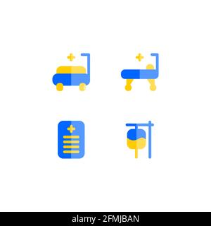 Modern Medical Bed Recipe Icon Set Illustration Design Template with Flat Design Style Stock Vector