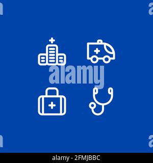 Medical Hospital Icon Set Illustration Design Template with Outline Style Stock Vector