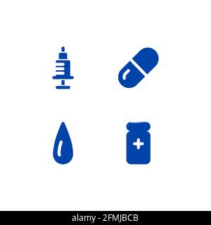 Simple Medical Medicine Icon Set Illustration Design Template with Glyph Style Stock Vector