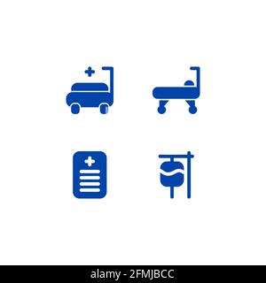 Simple Medical Bed Recipe Icon Set Illustration Design Template with Glyph Style Stock Vector