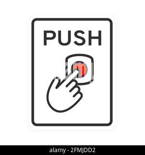 Door bell icon flat style design outline sign vector illustration isolated on white background. Stock Vector