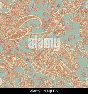 Paisley Floral oriental ethnic Pattern. Seamless Vector Ornament. Ornamental motifs of the Indian fabric patterns Stock Vector