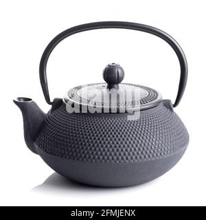 Japanese Iron teapot isolated on white background. Stock Photo