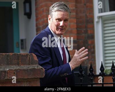 Labour leader Sir Keir Starmer leaves his north London home. Picture date: Monday May 10, 2021. Stock Photo