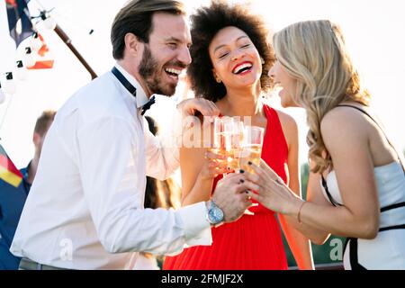 Diverse Ethnic Friendship Party Dance Leisure Happiness Concept