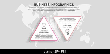 Vector infographics from triangles. 2 step timeline concept for chart, data, website, diagram, presentations and business. Stock Vector