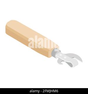 Classic shape can opener isolated on white background. Kitchen appliances. Vector. Isometric view Stock Vector