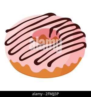 Sweet strawberry donut isolated on white background. Isometric view. Vector Stock Vector