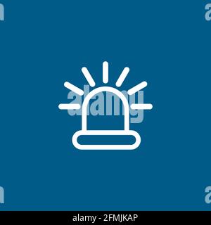 Siren Light Line Icon On Blue Background. Blue Flat Style Vector Illustration. Stock Vector