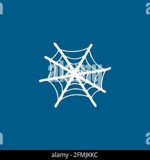 Spider Net Icon On Blue Background. Blue Flat Style Vector Illustration. Stock Vector