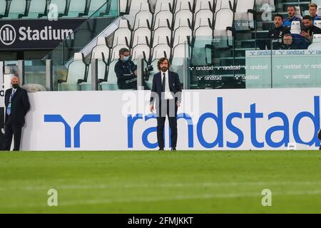 Andrea Pirlo, head coach of Juventus FC, during the Serie A match between Juventus FC and AC Milan at Allianz Stadium on May 09, 2021 in Turin, Italy. Stock Photo