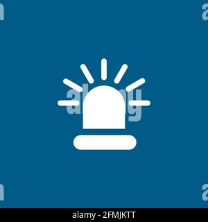 Siren Light Icon On Blue Background. Blue Flat Style Vector Illustration. Stock Vector