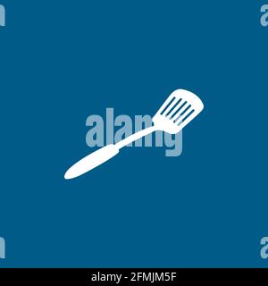 Spatula Icon On Blue Background. Blue Flat Style Vector Illustration. Stock Vector