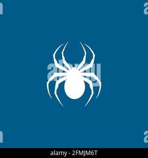 Spider Icon On Blue Background. Blue Flat Style Vector Illustration. Stock Vector