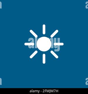 Sun Icon On Blue Background. Blue Flat Style Vector Illustration. Stock Vector