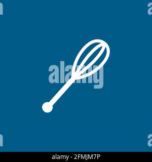 Whisk Icon On Blue Background. Blue Flat Style Vector Illustration. Stock Vector