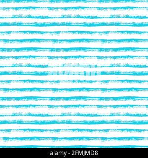 Abstract seamless pattern with paint brush lines. Blue and white striped background with hand drawn stripes. Vector texture. Stock Vector