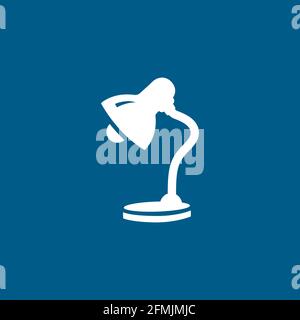 Table Lamp Icon On Blue Background. Blue Flat Style Vector Illustration. Stock Vector