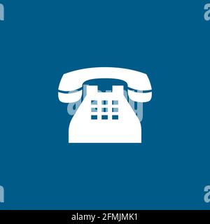 Telephone Icon On Blue Background. Blue Flat Style Vector Illustration. Stock Vector