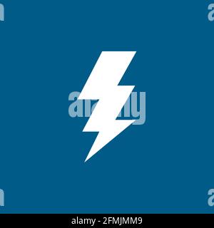 Thunderbolt Icon On Blue Background. Blue Flat Style Vector Illustration. Stock Vector