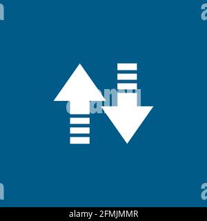 Up-Down Arrow Icon On Blue Background. Blue Flat Style Vector Illustration. Stock Vector