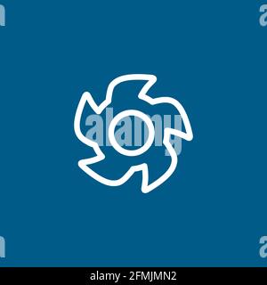 Turbine Line Icon On Blue Background. Blue Flat Style Vector Illustration. Stock Vector