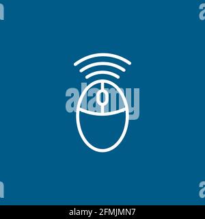 Wifi Mouse Line Icon On Blue Background. Blue Flat Style Vector Illustration. Stock Vector