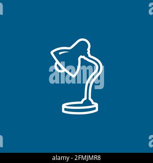 Table Lamp Line Icon On Blue Background. Blue Flat Style Vector Illustration. Stock Vector
