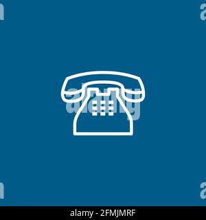 Telephone Line Icon On Blue Background. Blue Flat Style Vector Illustration. Stock Vector