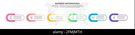 Vector infographics six label cards with arrows. Business concept of 6 steps, options. Infographic template for diagram, content, levels Stock Vector