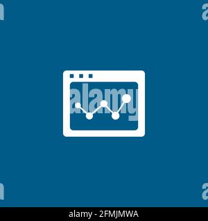 Web Page Analysis Icon On Blue Background. Blue Flat Style Vector Illustration. Stock Vector