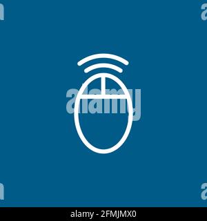Wifi Mouse Line Icon On Blue Background. Blue Flat Style Vector Illustration. Stock Vector