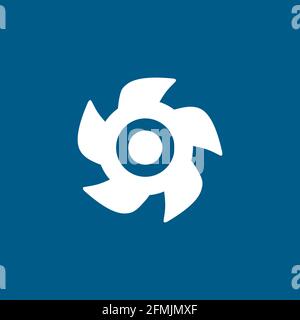 Turbine Icon On Blue Background. Blue Flat Style Vector Illustration. Stock Vector