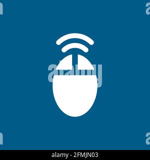 Wifi Mouse Icon On Blue Background. Blue Flat Style Vector Illustration. Stock Vector