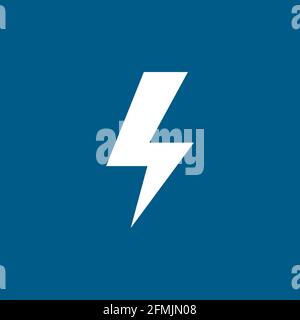 Thunderbolt Icon On Blue Background. Blue Flat Style Vector Illustration. Stock Vector