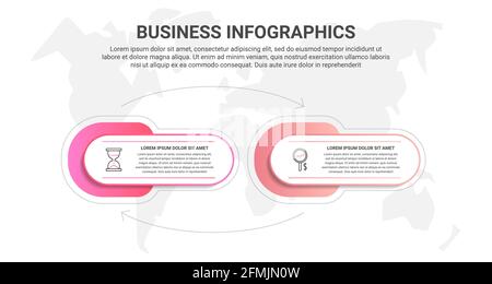 Vector infographics two label cards with arrows. Business concept of 2 steps, options. Infographic template for diagram, business, web, banner Stock Vector