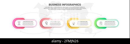 Vector infographics four label cards with arrows. Business concept of 4 steps, options. Infographic template for diagram, business, web, banner Stock Vector