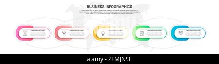 Vector infographics five label cards with arrows. Business concept of 5 steps, options. Infographic template for diagram, presentations, flowchart Stock Vector