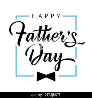 Happy Fathers Day calligraphy greeting card with black bow tie. Vector illustration Stock Vector